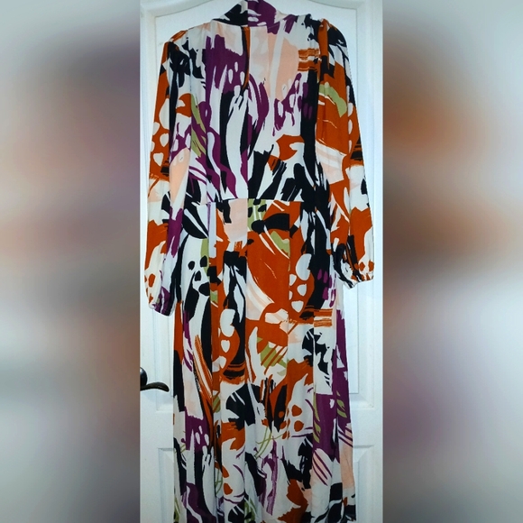 NWT-✨️COLORFUL LONG SLEEVE ELOQUII ELEMENTS DRESS WITH NECK TIE✨️ - Picture 2 of 2